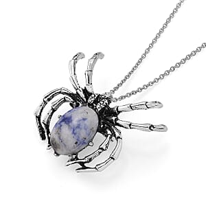 Blue Sodalite 25.00 ctw Pendant in Silvertone with Stainless Steel Necklace 20 Inches