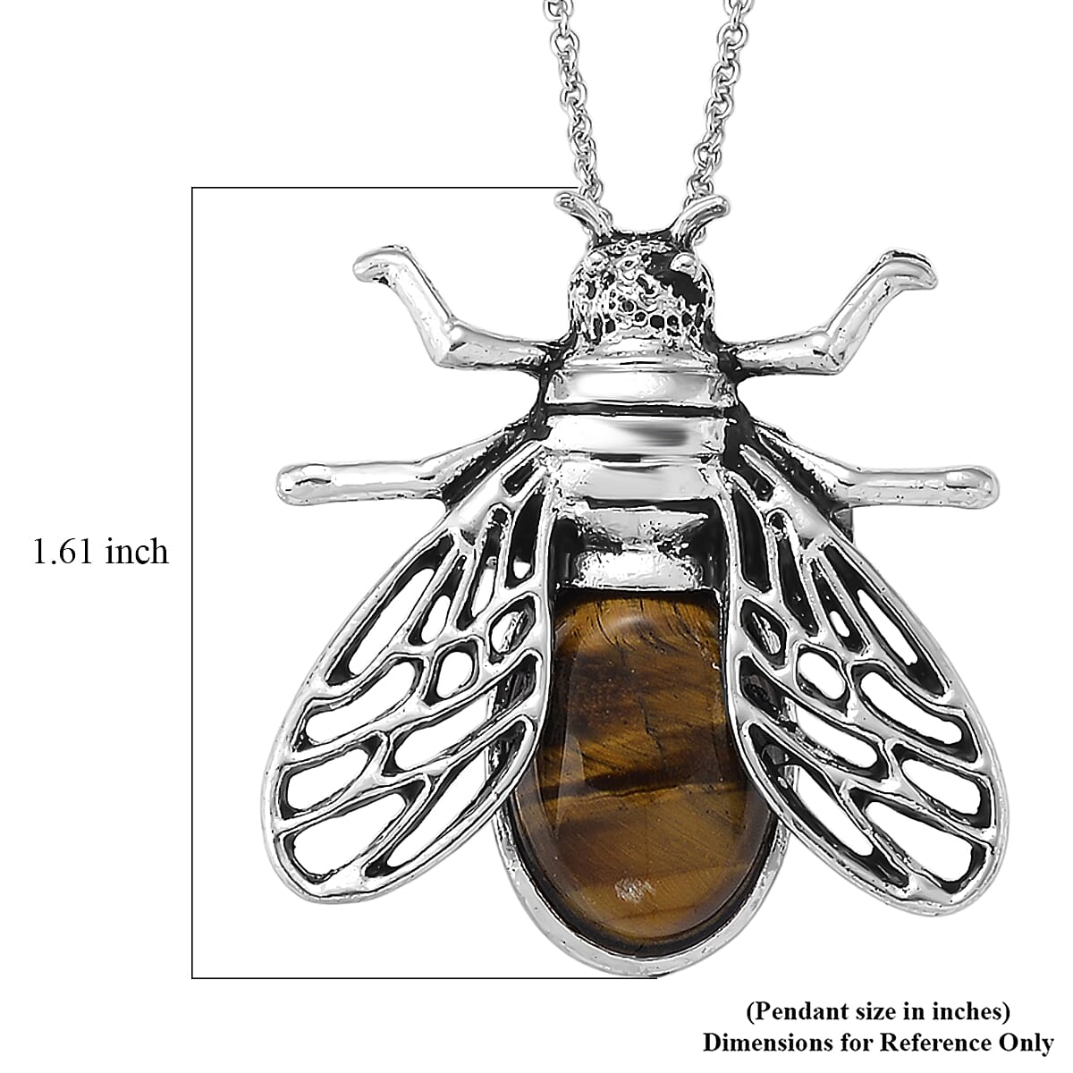 Yellow Tigers Eye 35.00 ctw Pendant in Silvertone with Stainless Steel Necklace 20 Inches