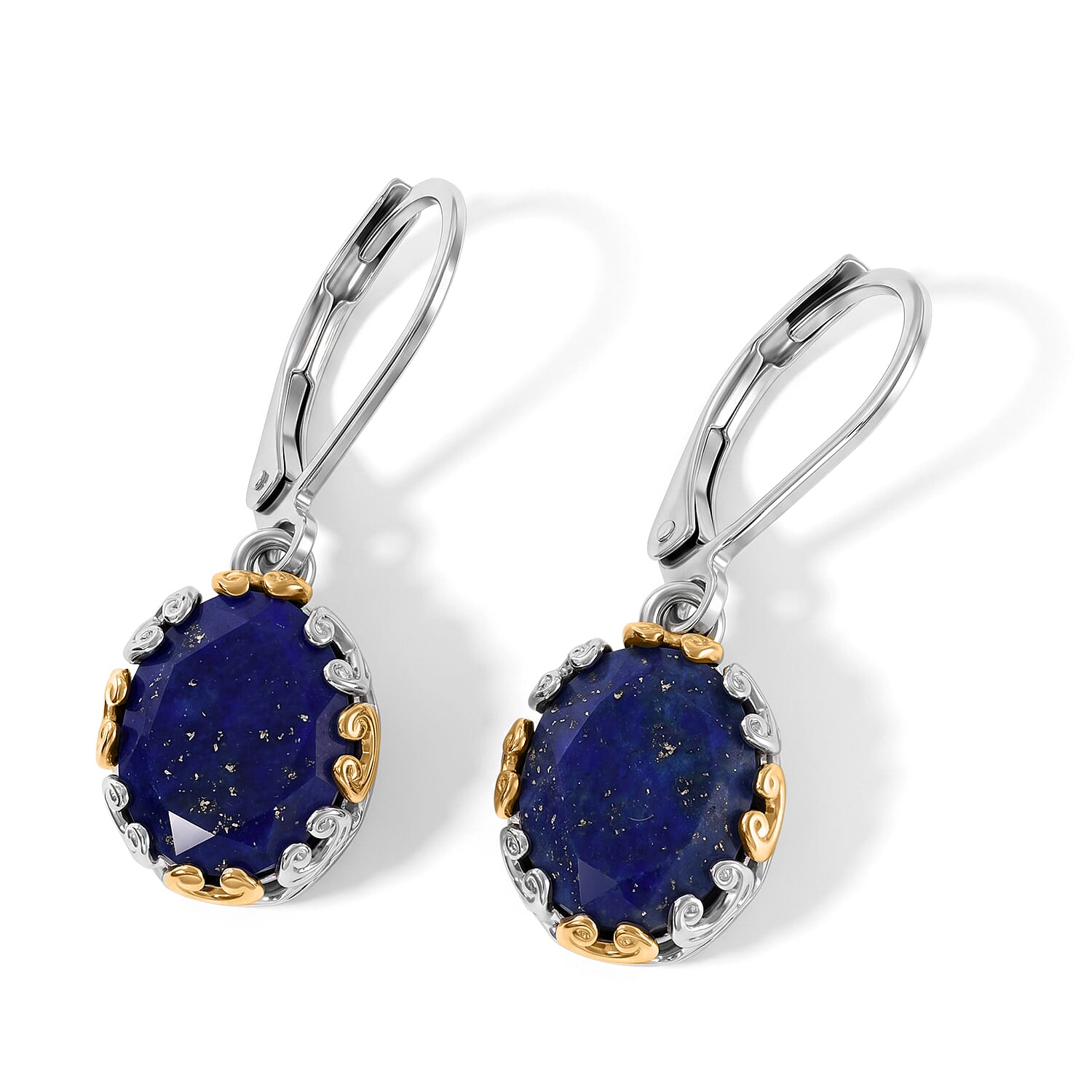 EverTrue Lapis Lazuli 21.00 ctw Earrings, Ring (Size 6.0) and Pendant without Chain in 18K YG Plated and Platinum Bond