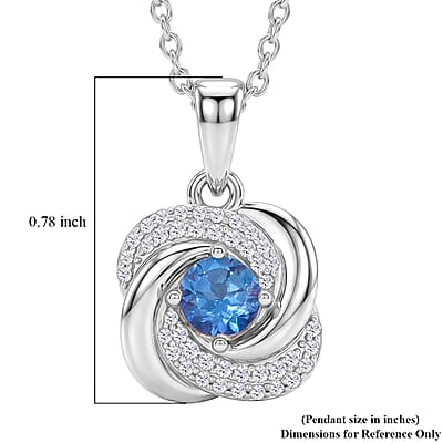 Odyssey Tanzanite Quartz and White Corundum 0.70 ctw Pendant Necklace in Rhodium Over Sterling Silver 18-20 Inches