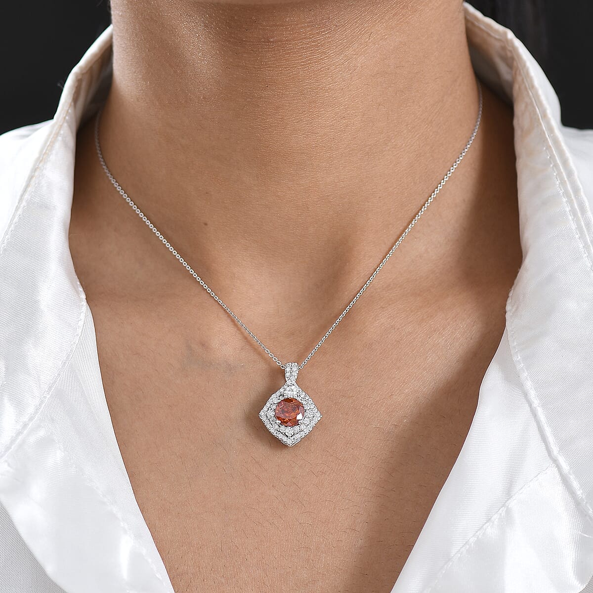 Certified & Appraised D'Joy Premium Picos Altos Sphalerite and Moissanite 3.60 ctw Pendant Necklace in Rhodium Over Sterling Silver (20 Inches) image number 2