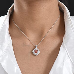 Certified & Appraised D'Joy Premium Picos Altos Sphalerite and Moissanite 3.60 ctw Pendant Necklace in Rhodium Over Sterling Silver (20 Inches)