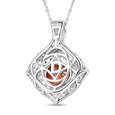 Certified & Appraised D'Joy Premium Picos Altos Sphalerite and Moissanite 3.60 ctw Pendant Necklace in Rhodium Over Sterling Silver (20 Inches)