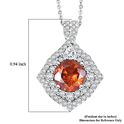 Certified & Appraised D'Joy Premium Picos Altos Sphalerite and Moissanite 3.60 ctw Pendant Necklace in Rhodium Over Sterling Silver (20 Inches)