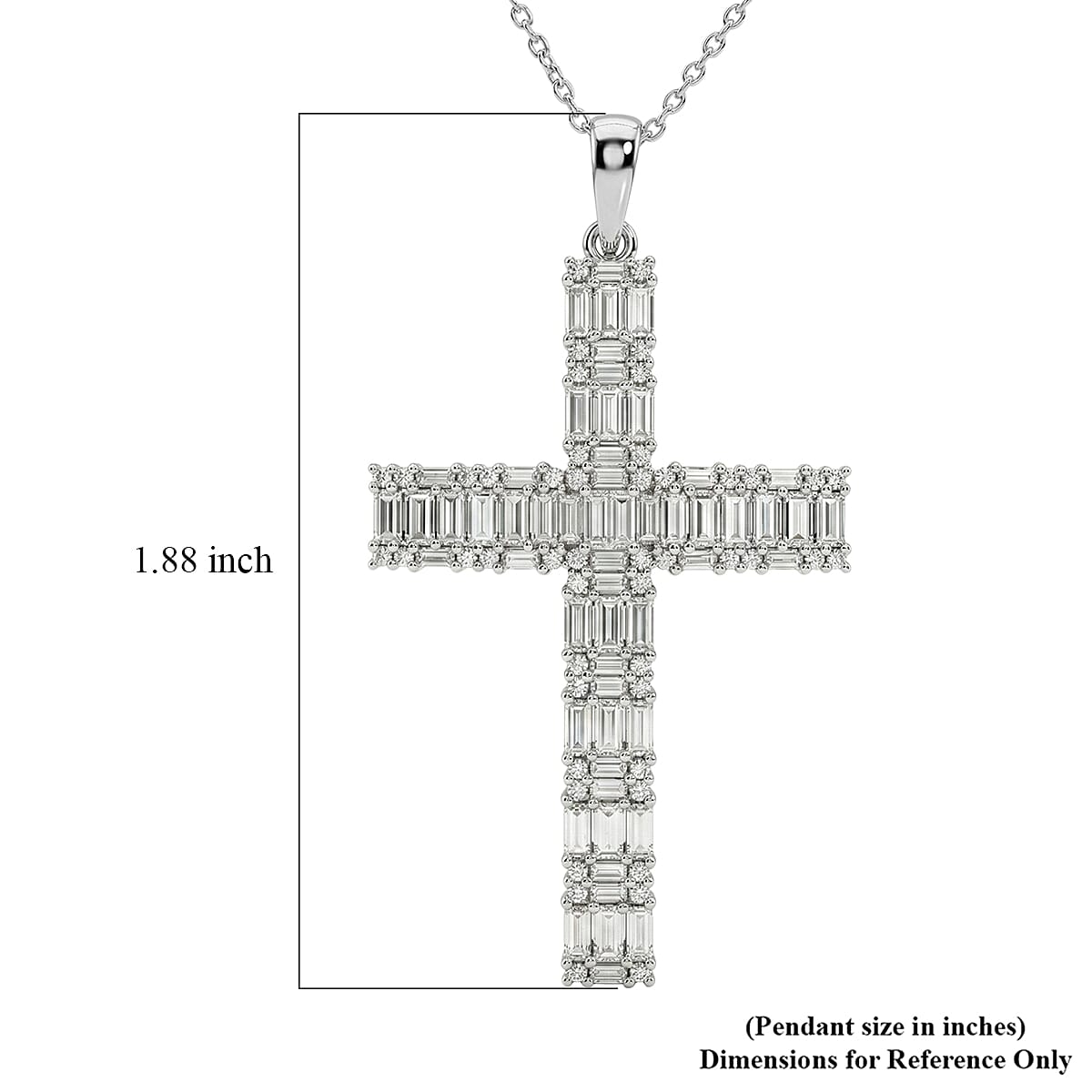 D'Joy Moissanite 2.50 ctw Men's Cross Pendant Necklace in Rhodium Over Sterling Silver (24 Inches) image number 5