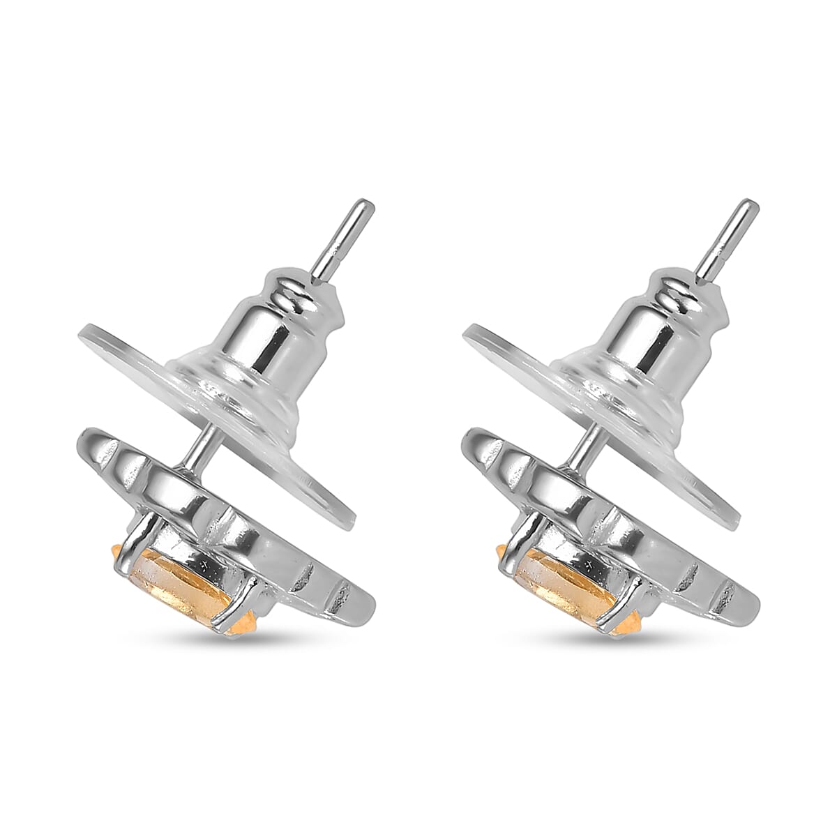 EverTrue Brazilian Citrine 3.25 ctw Earrings and Cross Pendant Necklace 20 Inches in Stainless Steel image number 7