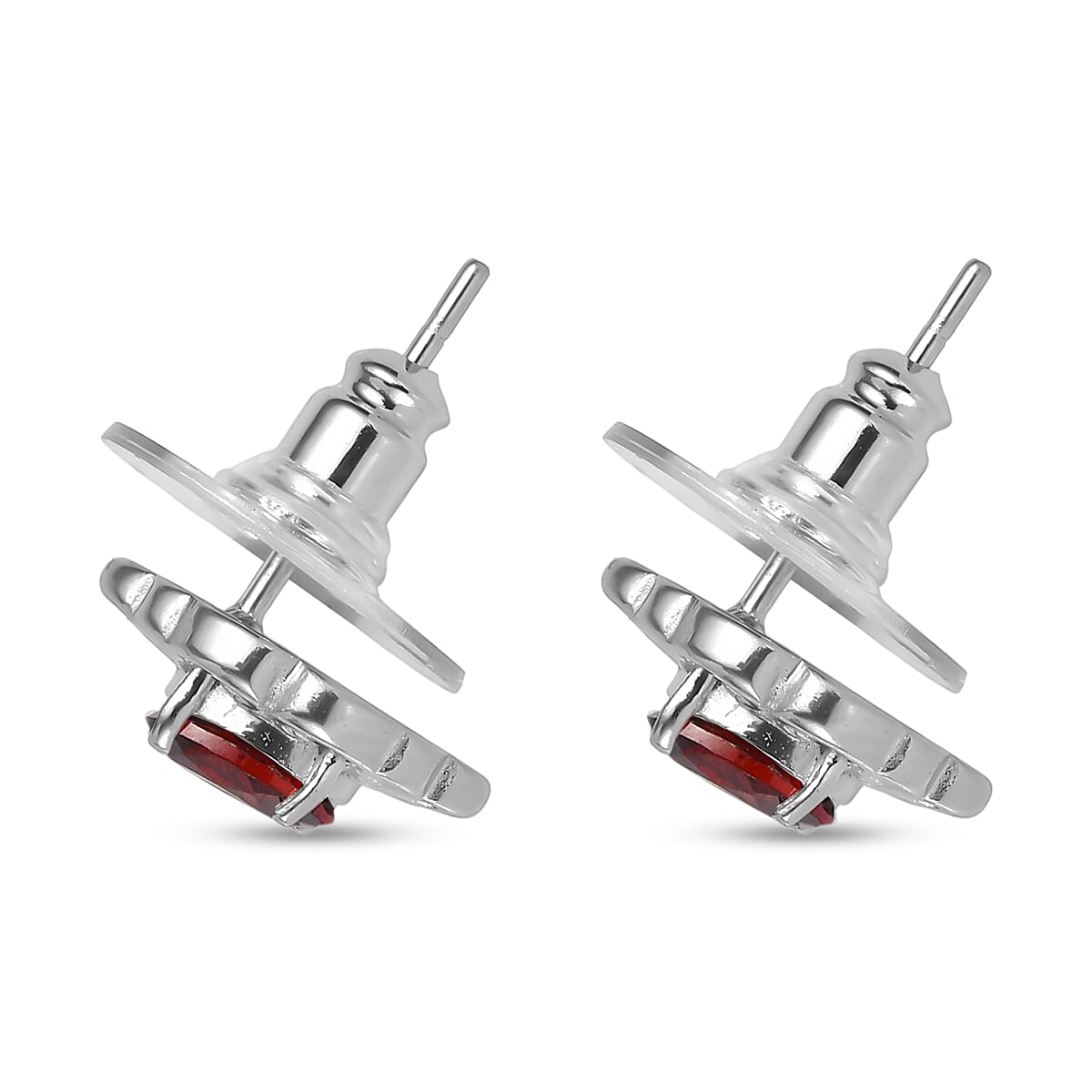 EverTrue Mozambique Garnet 4.60 ctw Earrings and Cross Pendant Necklace 20 Inches in Stainless Steel image number 7