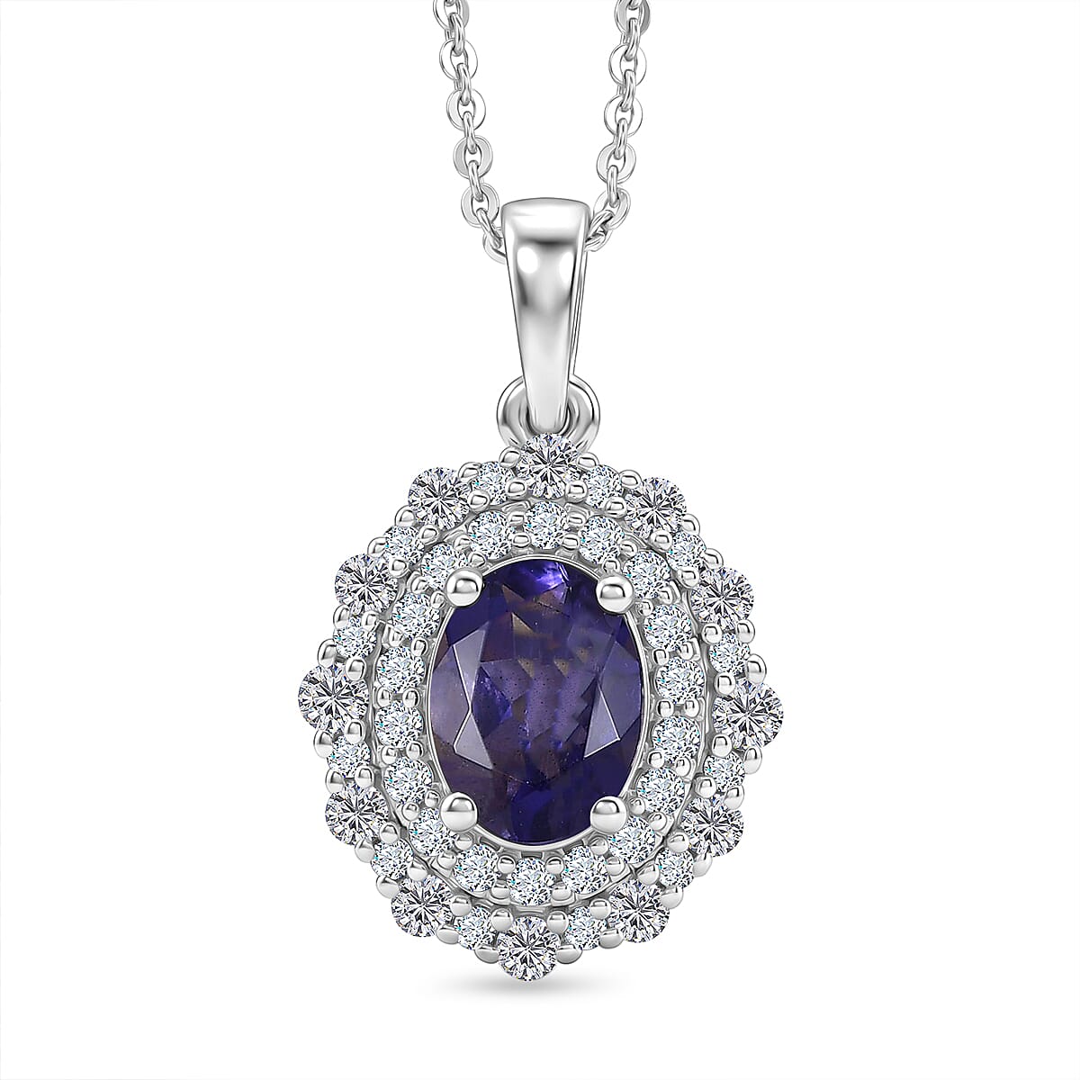 Pendant with Torn Chain 19DC (Size 20) in Rhodium Over Sterling Silver 2.20 ctw