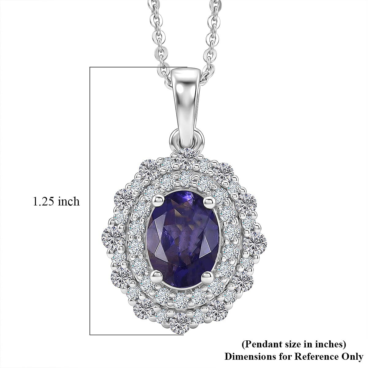 Pendant with Torn Chain 19DC (Size 20) in Rhodium Over Sterling Silver 2.20 ctw