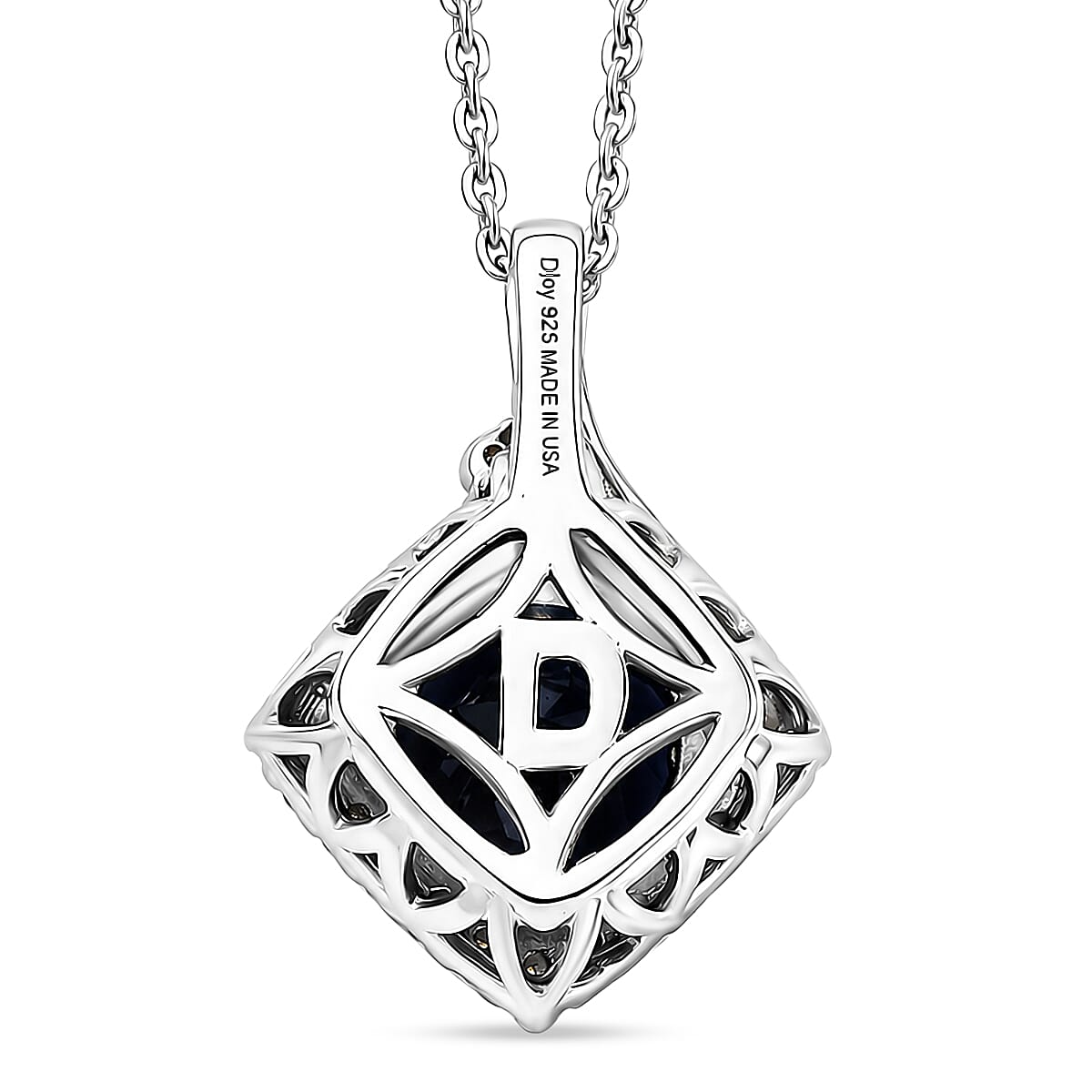 D'Joy Premium Catalina Iolite and Moissanite 1.80 ctw Pendant Necklace in Rhodium Over Sterling Silver 20 Inches