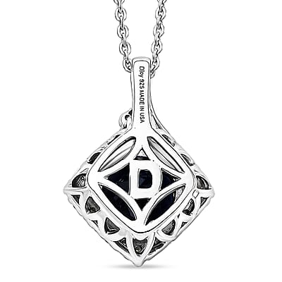 D'Joy Premium Catalina Iolite and Moissanite 1.80 ctw Pendant Necklace in Rhodium Over Sterling Silver 20 Inches