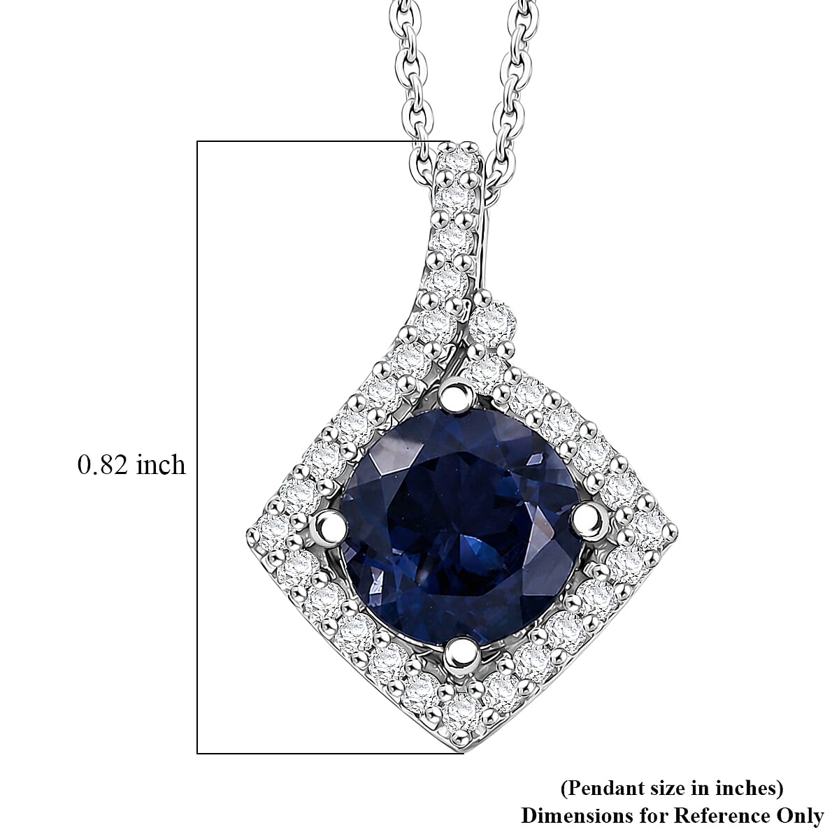 D'Joy Premium Catalina Iolite and Moissanite 1.80 ctw Pendant Necklace in Rhodium Over Sterling Silver 20 Inches