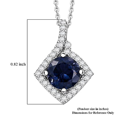D'Joy Premium Catalina Iolite and Moissanite 1.80 ctw Pendant Necklace in Rhodium Over Sterling Silver 20 Inches