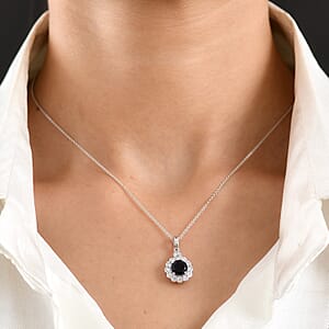 D'Joy Premium Catalina Iolite and Moissanite 1.50 ctw Pendant Necklace in Rhodium Over Sterling Silver 20 Inches 