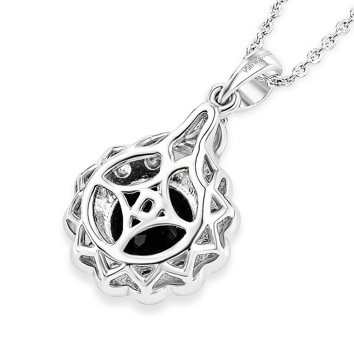 D'Joy Premium Catalina Iolite and Moissanite 1.50 ctw Pendant Necklace in Rhodium Over Sterling Silver 20 Inches