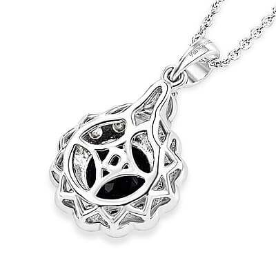 D'Joy Premium Catalina Iolite and Moissanite 1.50 ctw Pendant Necklace in Rhodium Over Sterling Silver 20 Inches