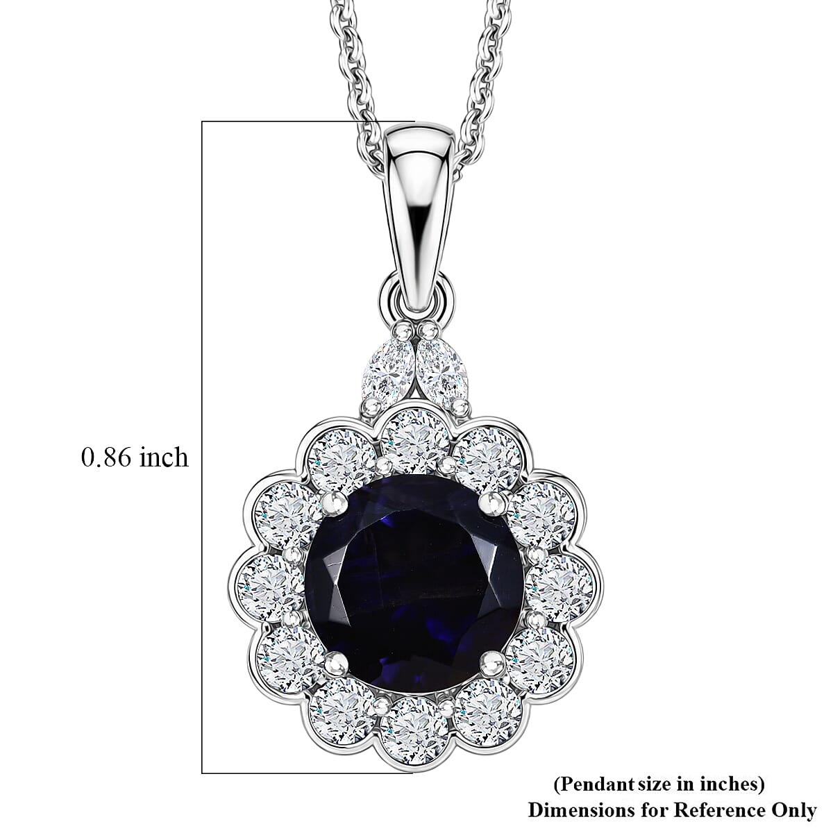 D'Joy Premium Catalina Iolite and Moissanite 1.50 ctw Pendant Necklace in Rhodium Over Sterling Silver 20 Inches  image number 5