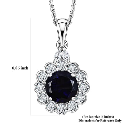 D'Joy Premium Catalina Iolite and Moissanite 1.50 ctw Pendant Necklace in Rhodium Over Sterling Silver 20 Inches