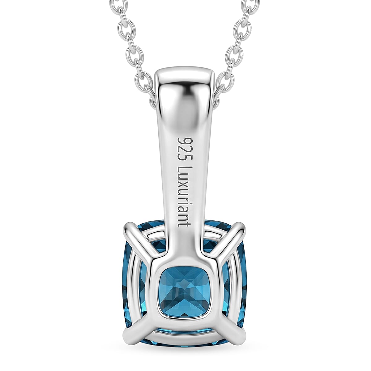 Luxuriant Lab Grown Blue Diamond (IR) and Lab Grown Diamond VS 3.00 ctw Pendant Necklace in Rhodium Over Sterling Silver 20 Inches  image number 4
