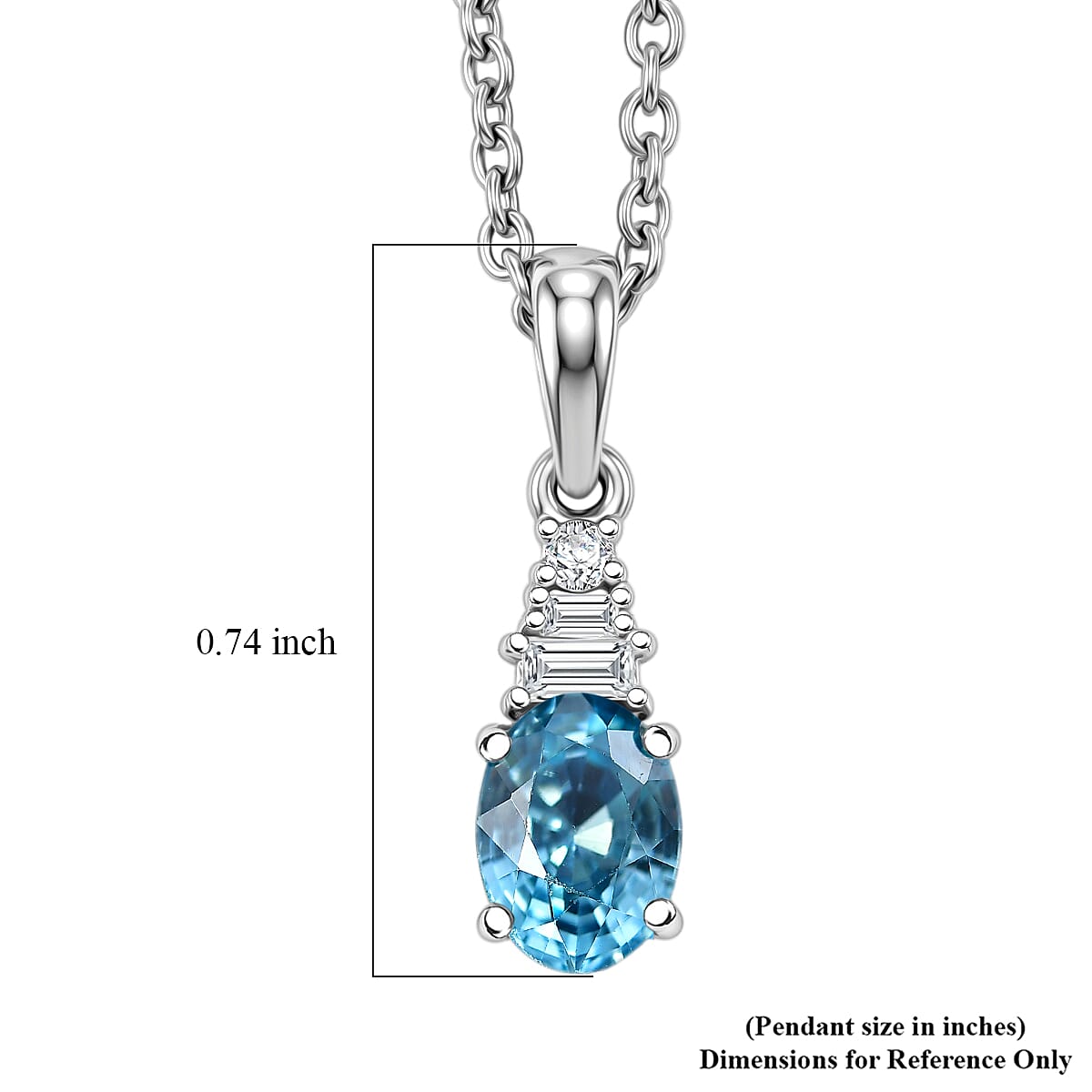 D'Joy Cambodian Blue Zircon and Moissanite 1.40 ctw Pendant in Rhodium Over Sterling Silver with Stainless Steel Necklace 20 Inches image number 5