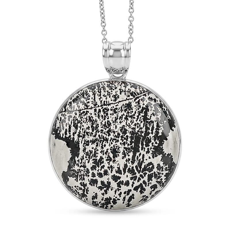 Hand Polished Paint Brush Jasper 40.00 ctw Pendant in Silvertone with Stainless Steel Necklace 20 Inches