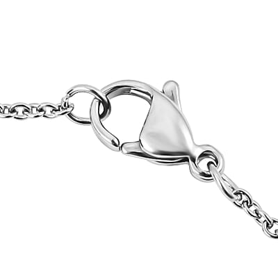 Rectangle Sun Rock Rainbow Picasso Jasper 80.00 ctw Pendant in Silvertone with Stainless Steel Necklace 20 Inches