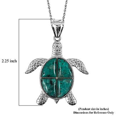 Swimming Green Quartz 16.00 ctw Pendant in Silvertone with Stainless Steel Necklace 20 Inches