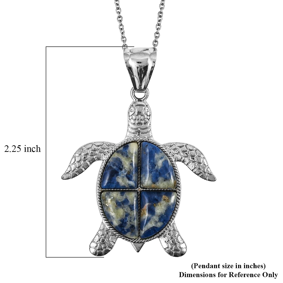 Swimming Brazil Sodalite 16.00 ctw Pendant in Silvertone with Stainless Steel Necklace 20 Inches