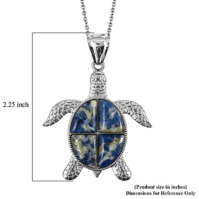 Swimming Brazil Sodalite 16.00 ctw Pendant in Silvertone with Stainless Steel Necklace 20 Inches