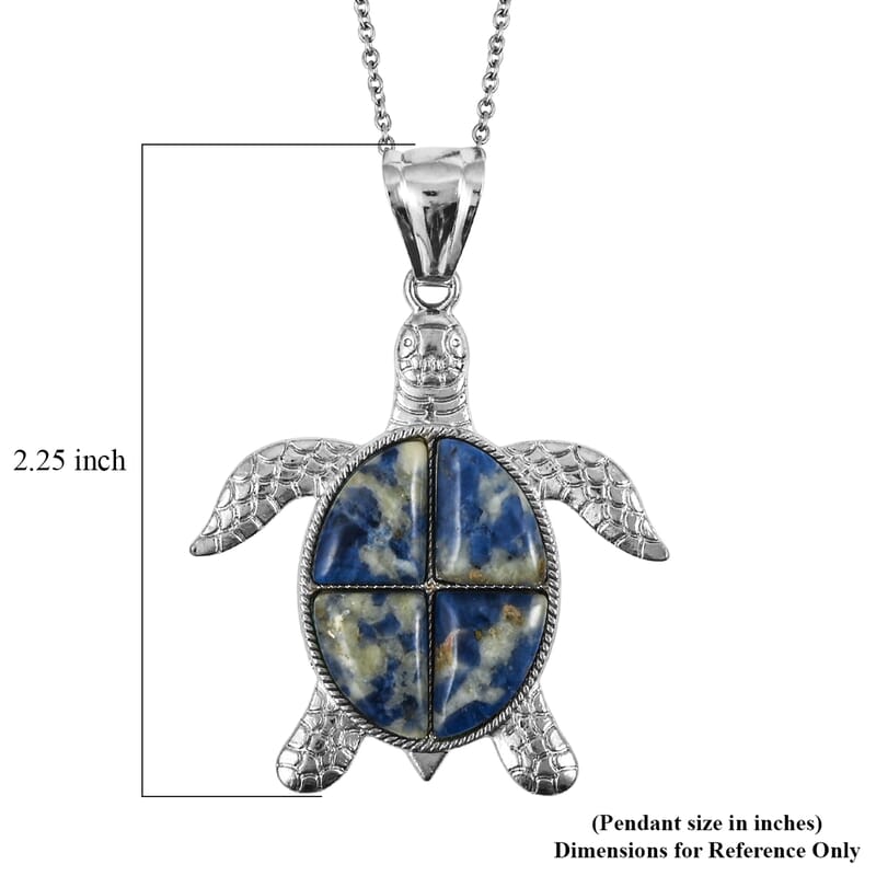 Swimming Brazil Sodalite 16.00 ctw Pendant in Silvertone with Stainless Steel Necklace 20 Inches