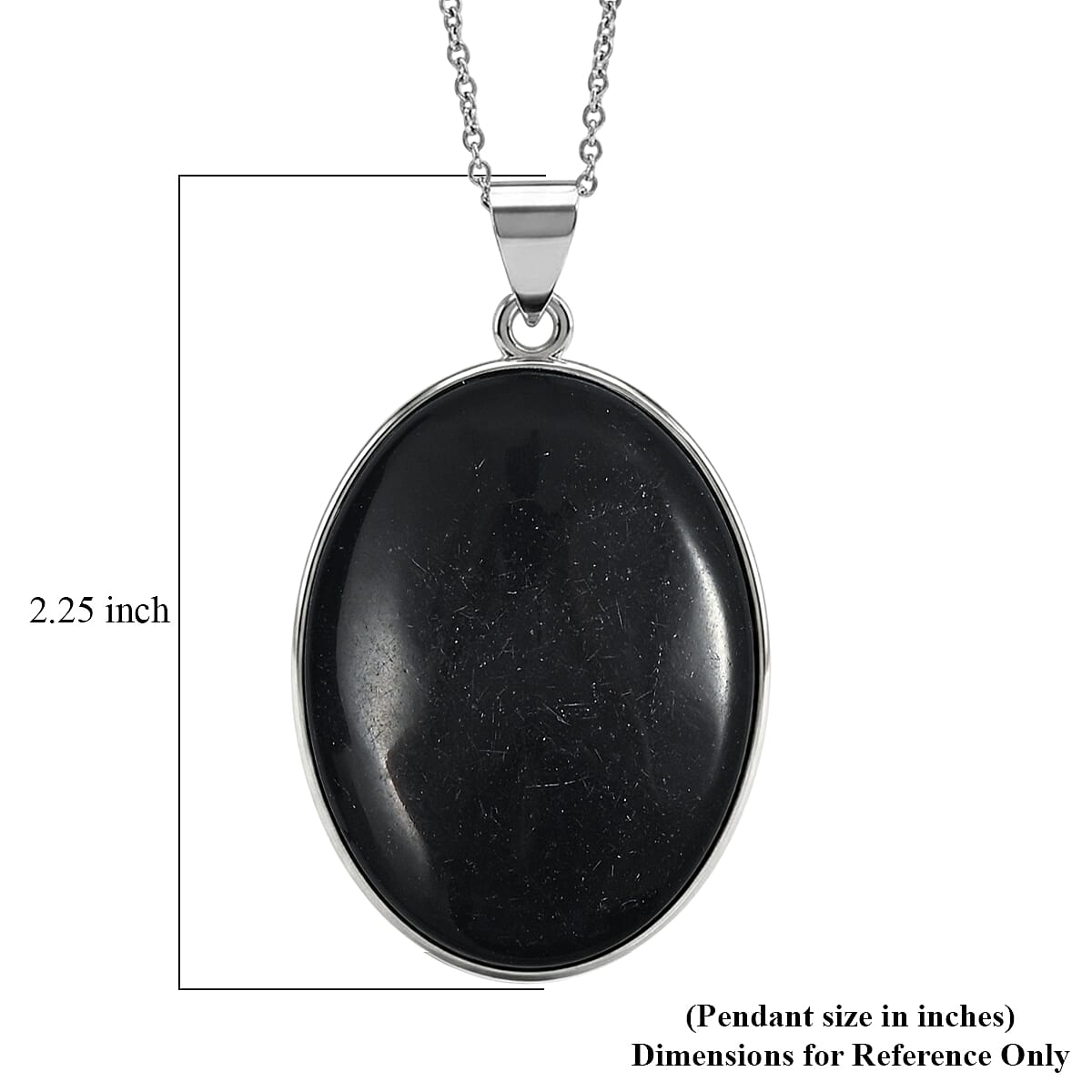 Oval Black Jasper 50.00 ctw Pendant in Silvertone with Stainless Steel Necklace 20 Inches image number 6