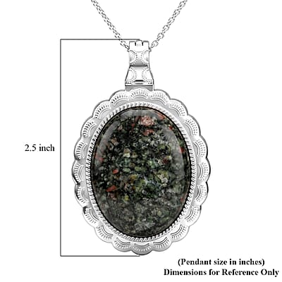 Oval Chinese Ruby 50.00 ctw Pendant in Silvertone with Stainless Steel Necklace 20 Inches