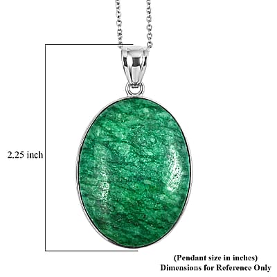 Oval Brazilian Rainforest Jasper 50.00 ctw Pendant in Silvertone with Stainless Steel Necklace 20 Inches