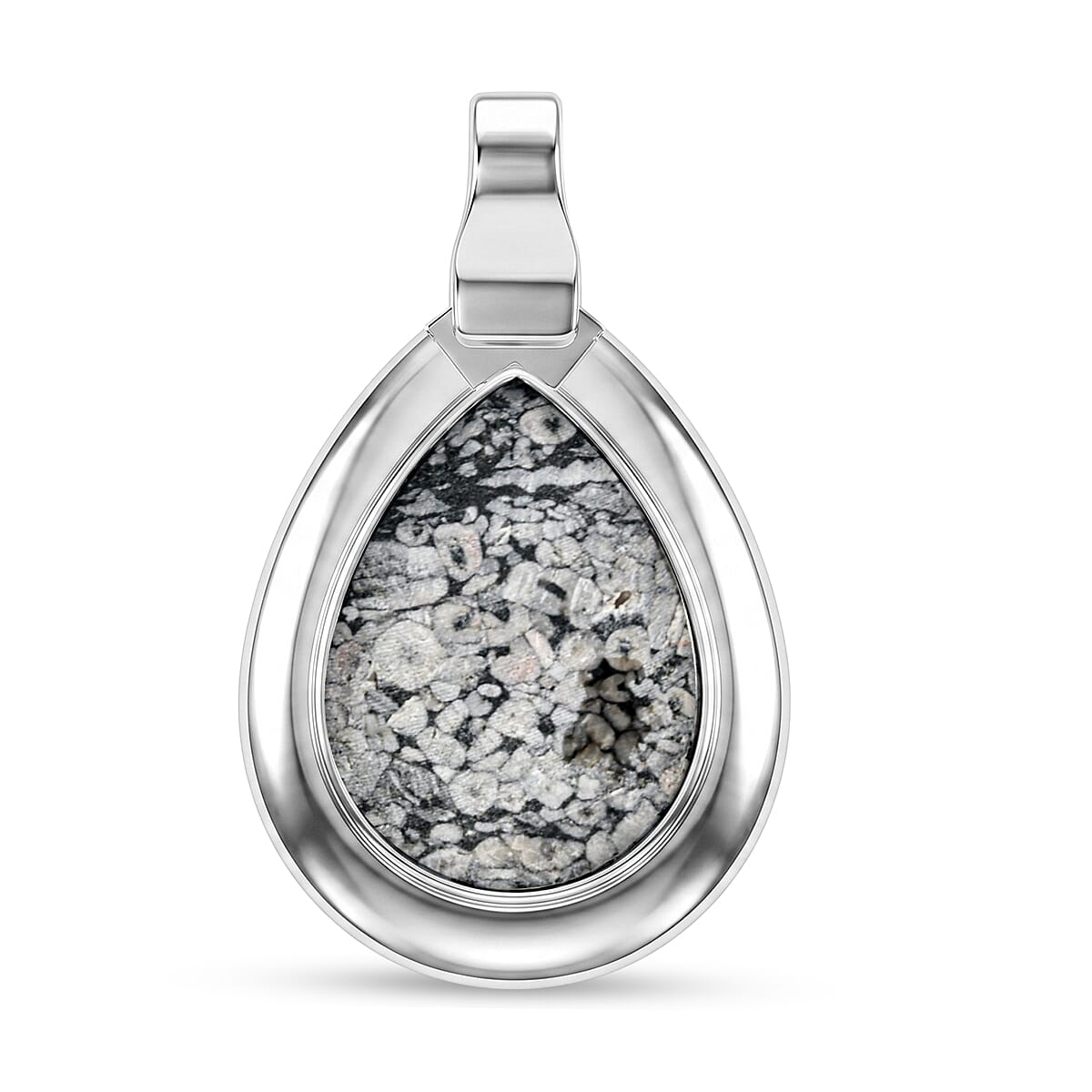 Fossil Jasper 50.00 ctw Pendant in Silvertone with Stainless Steel Necklace 20 Inches image number 3