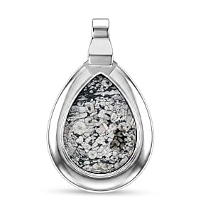Fossil Jasper 50.00 ctw Pendant in Silvertone with Stainless Steel Necklace 20 Inches