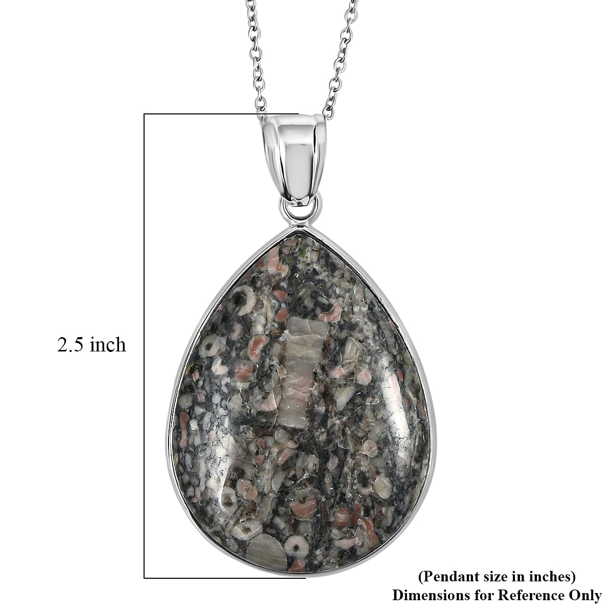 Fossil Jasper 50.00 ctw Pendant in Silvertone with Stainless Steel Necklace 20 Inches image number 6