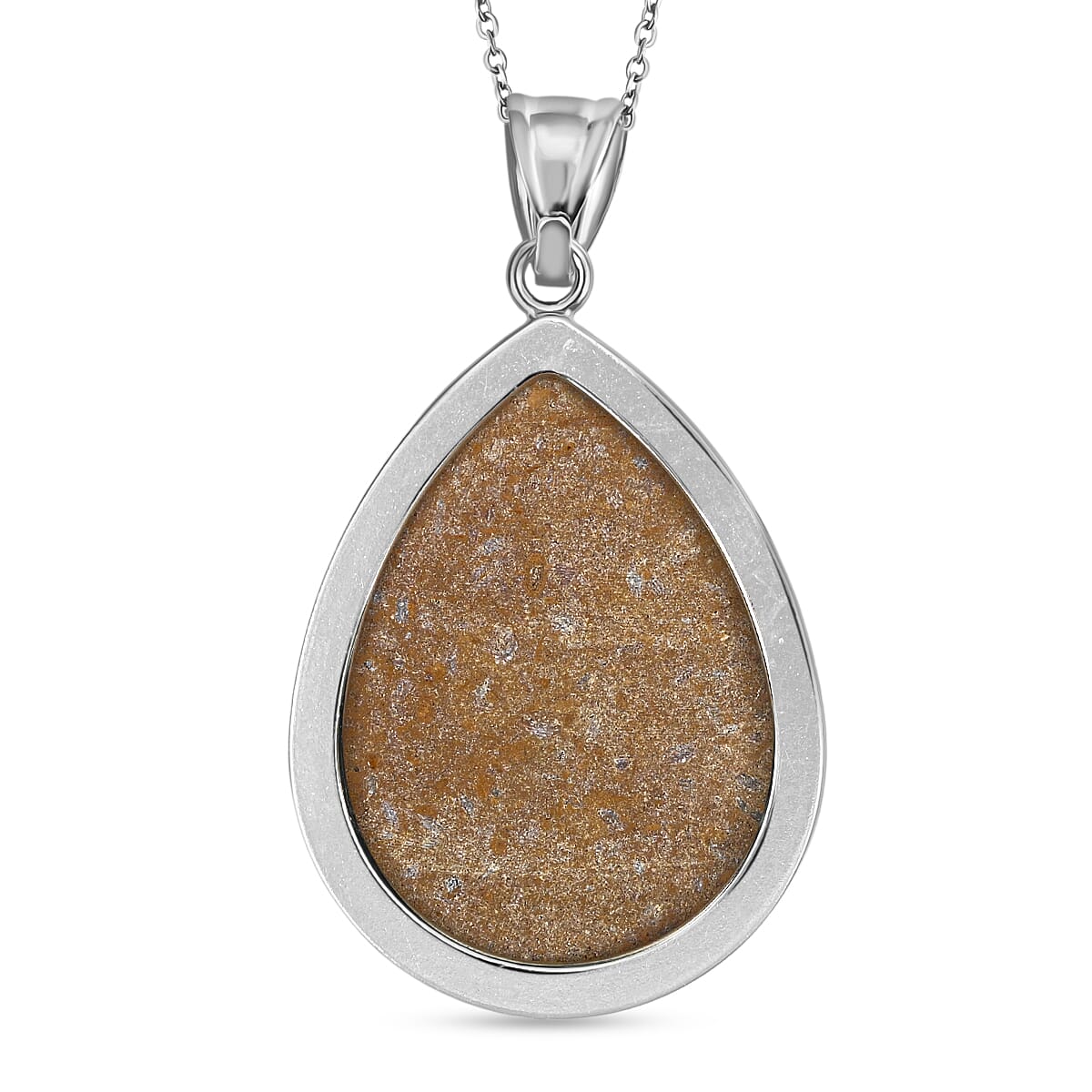 Picture Jasper 50.00 ctw Pendant in Silvertone with Stainless Steel Necklace 20 Inches