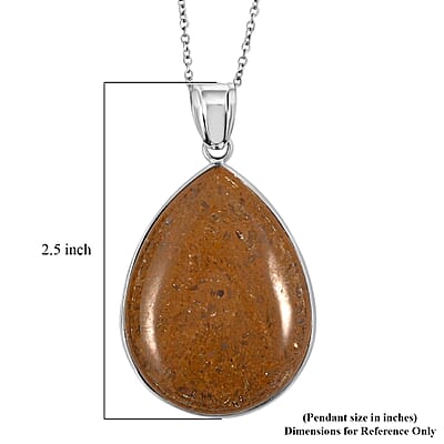 Picture Jasper 50.00 ctw Pendant in Silvertone with Stainless Steel Necklace 20 Inches