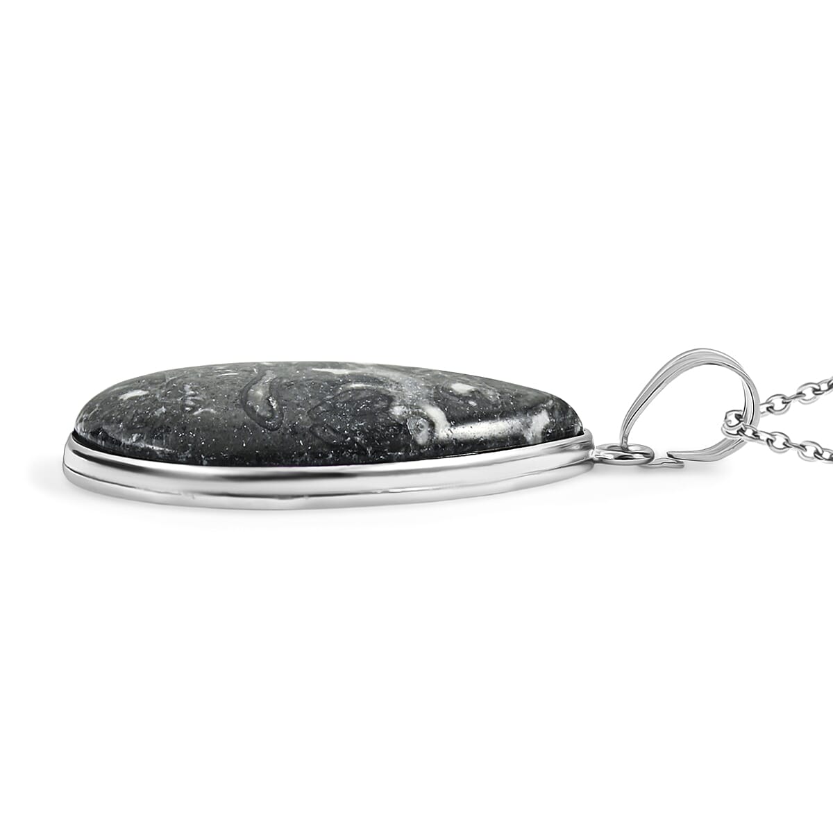 Magic Jasper 50.00 ctw Pendant in Silvertone with Stainless Steel Necklace 20 Inches