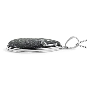 Magic Jasper 50.00 ctw Pendant in Silvertone with Stainless Steel Necklace 20 Inches
