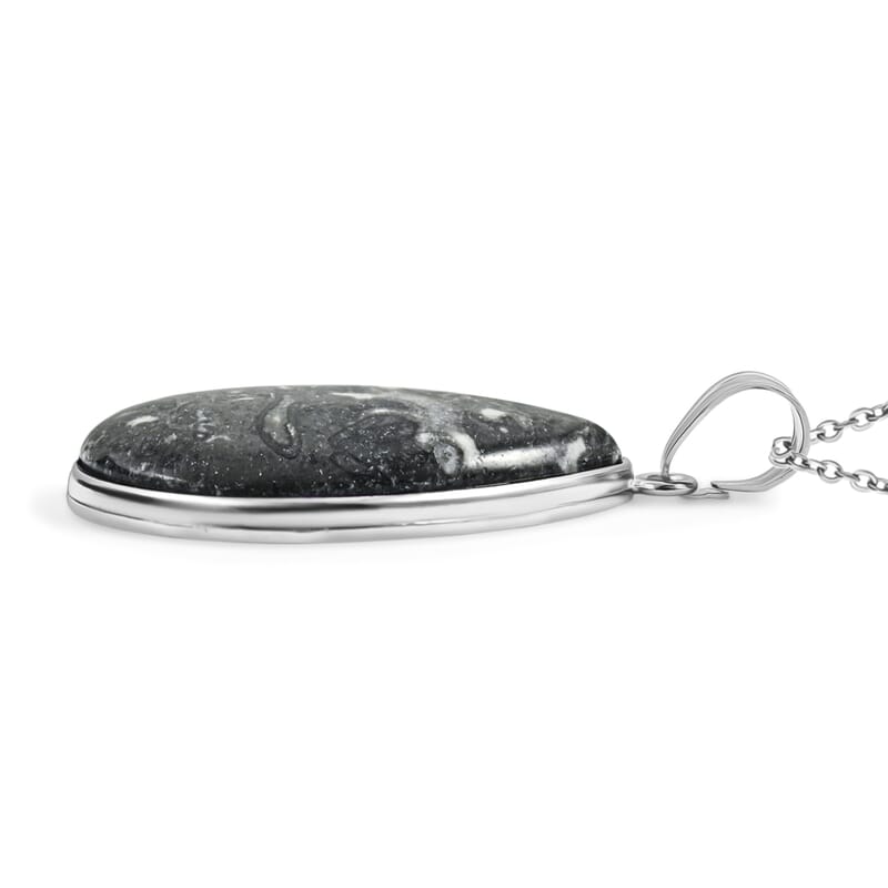 Magic Jasper 50.00 ctw Pendant in Silvertone with Stainless Steel Necklace 20 Inches