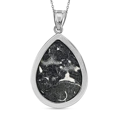 Magic Jasper 50.00 ctw Pendant in Silvertone with Stainless Steel Necklace 20 Inches