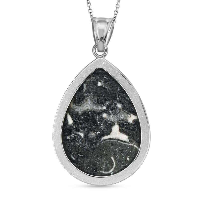 Magic Jasper 50.00 ctw Pendant in Silvertone with Stainless Steel Necklace 20 Inches