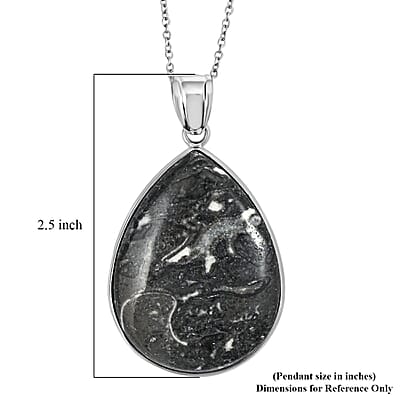 Magic Jasper 50.00 ctw Pendant in Silvertone with Stainless Steel Necklace 20 Inches