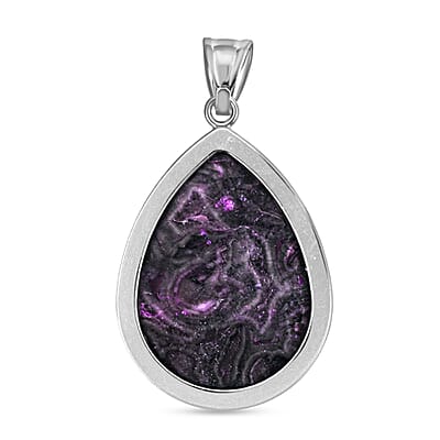 Pink Moss Jasper 50.00 ctw Pendant in Silvertone with Stainless Steel Necklace 20 Inches