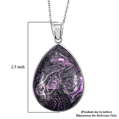 Pink Moss Jasper 50.00 ctw Pendant in Silvertone with Stainless Steel Necklace 20 Inches
