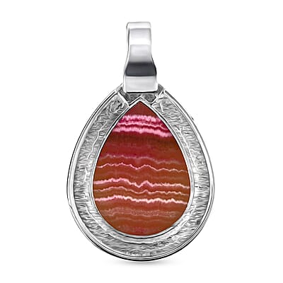 Argentinian Rhodochrosite 50.00 ctw Pendant in Silvertone with Stainless Steel Necklace 20 Inches
