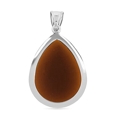 Smoky Quartz 50.00 ctw Pendant in Silvertone with Stainless Steel Necklace 20 Inches