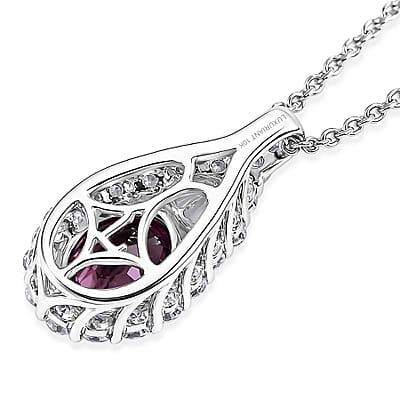 Certified & Appraised AAA Narsipatnam Purple Spinel and Luxuriant Lab Grown Diamond G-H SI 1.97 ctw Pendant Necklace in 10K White Gold (20 Inches)
