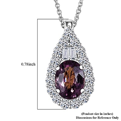 Certified & Appraised AAA Narsipatnam Purple Spinel and Luxuriant Lab Grown Diamond G-H SI 1.97 ctw Pendant Necklace in 10K White Gold (20 Inches)